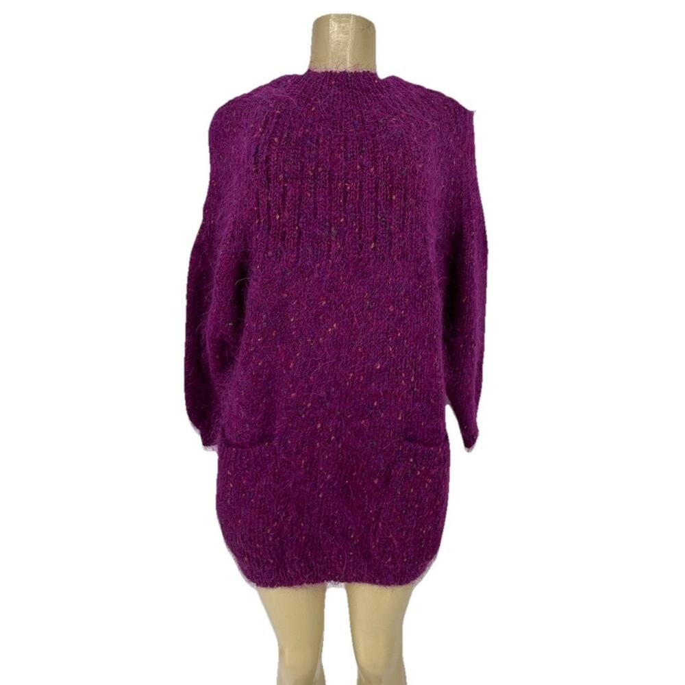 Studio Michelle Stuart Women Small Mohair Wool Wine Fuzzy Oversized Sweater C101